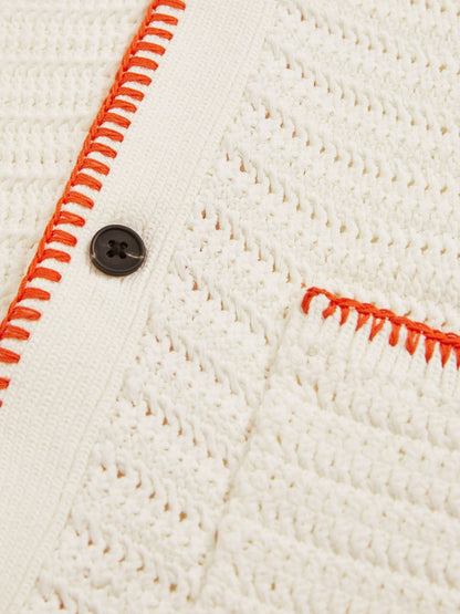 Reiss 9-13 yrs McLaren F1 Team Crochet Shirt in Off White/Orange