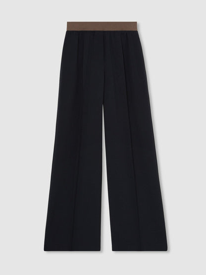 Reiss Wide-Leg Elasticated-Waist Trousers in Navy
