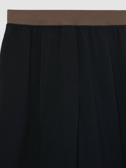 Reiss Wide-Leg Elasticated-Waist Trousers in Navy