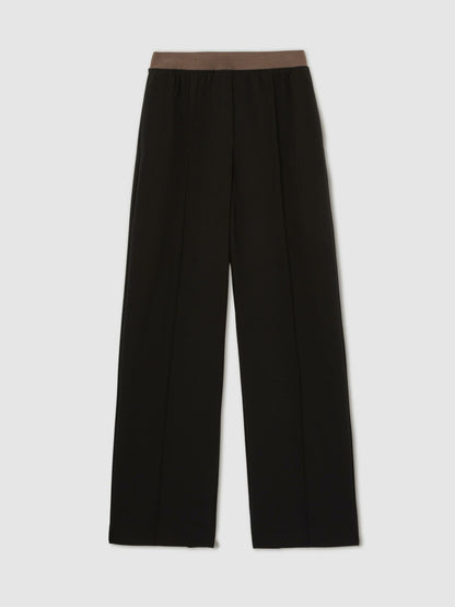 Reiss Petite Wide-Leg Elasticated-Waist Trousers in Black