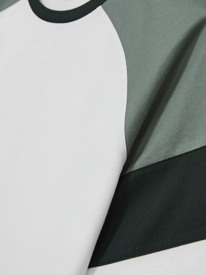 Reiss Mercerised-Cotton Colourblock T-Shirt in White/Sage