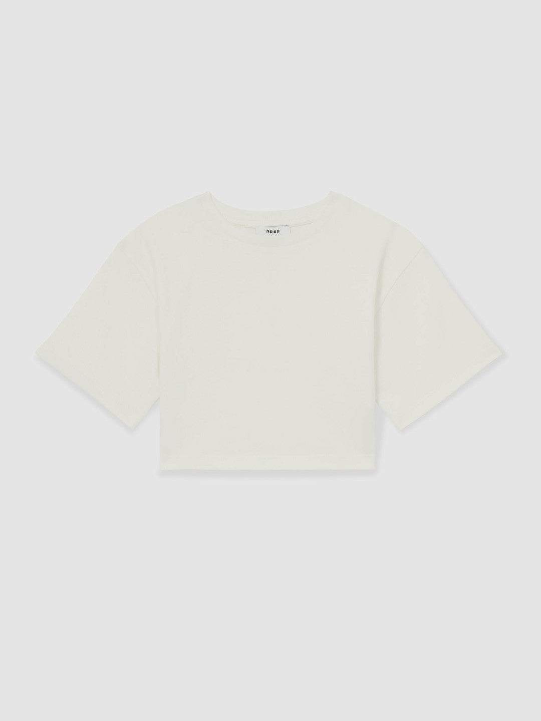 Reiss 9-13 yrs Oversize Cotton Cropped T-Shirt in Ivory