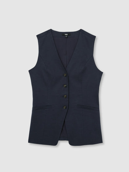 Reiss Paige Button-Through Vest in Dark Ink Blue