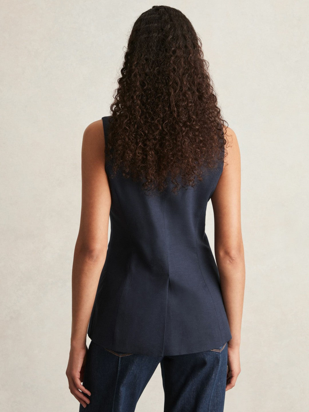 Reiss Paige Button-Through Vest in Dark Ink Blue
