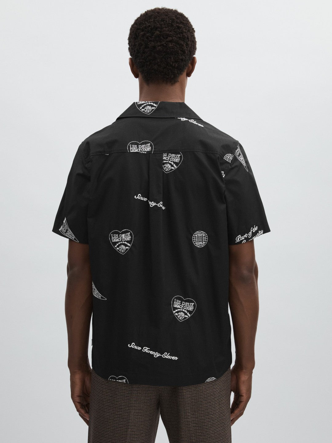 Reiss Les Deux Cotton Embroidered Shirt in Black Print