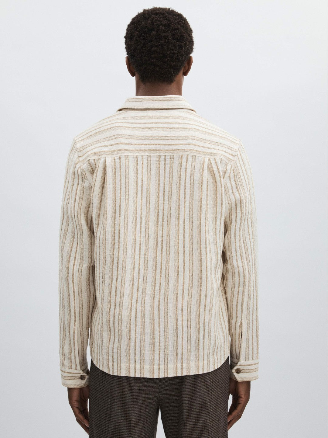 Reiss Les Deux Cotton-Blend Stripe Overshirt in Ivory
