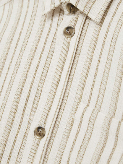 Reiss Les Deux Cotton-Blend Stripe Overshirt in Ivory