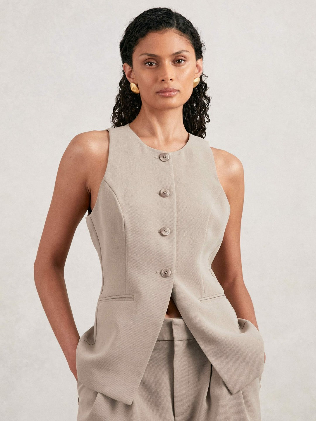 Reiss Luxe Suiting Vest in Beige