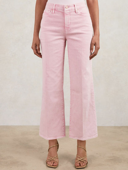 Reiss Cropped Palazzo Jeans in Rose Pink