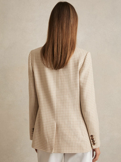 Reiss Petite Double Breasted Check Blazer With Wool in Neutral Check