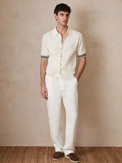 Reiss | Ché Textured Cuff-Trim Shirt in White