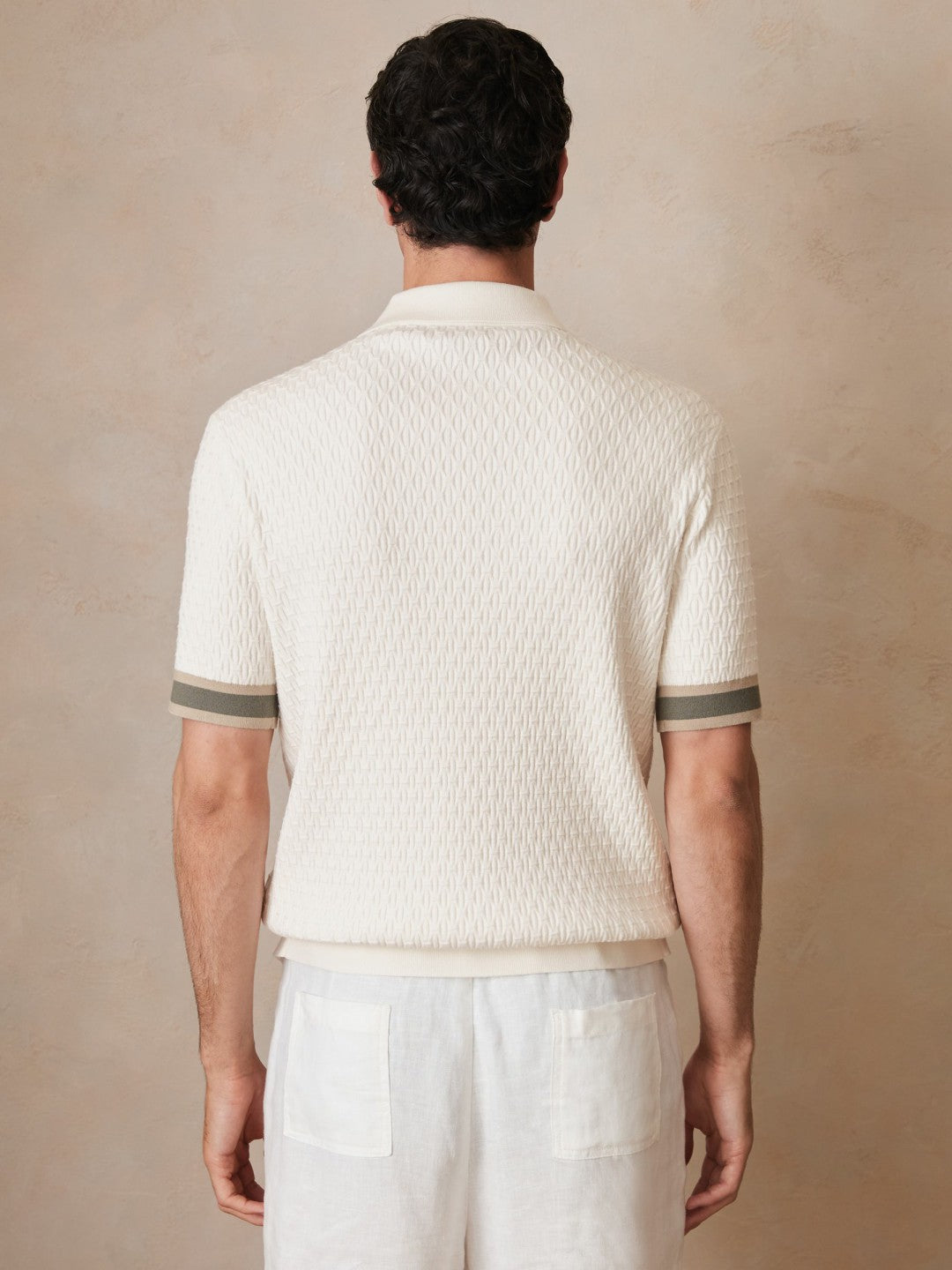 Reiss | Ché Textured Cuff-Trim Shirt in White