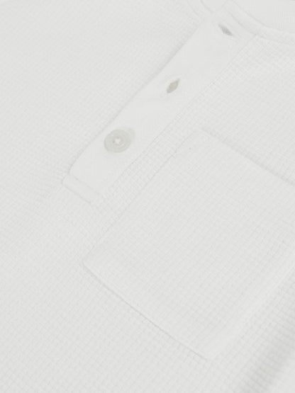 Reiss 13-14 yrs Cotton-Blend Waffle Henley T-Shirt in White