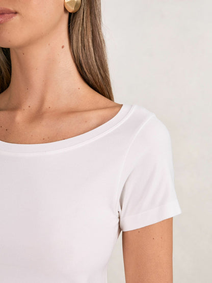 Reiss Short Sleeve T-Shirt in Cream