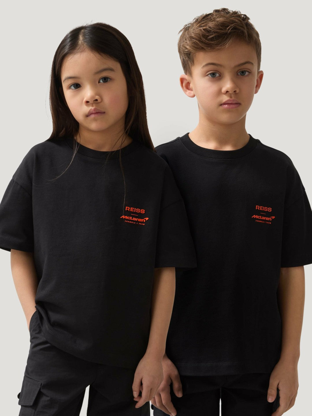 Reiss 3-9 yrs Unisex Fit Oversized McLaren F1 Team Tyre T-Shirt in Black