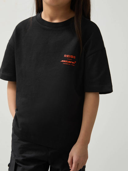 Reiss 3-9 yrs Unisex Fit Oversized McLaren F1 Team Tyre T-Shirt in Black