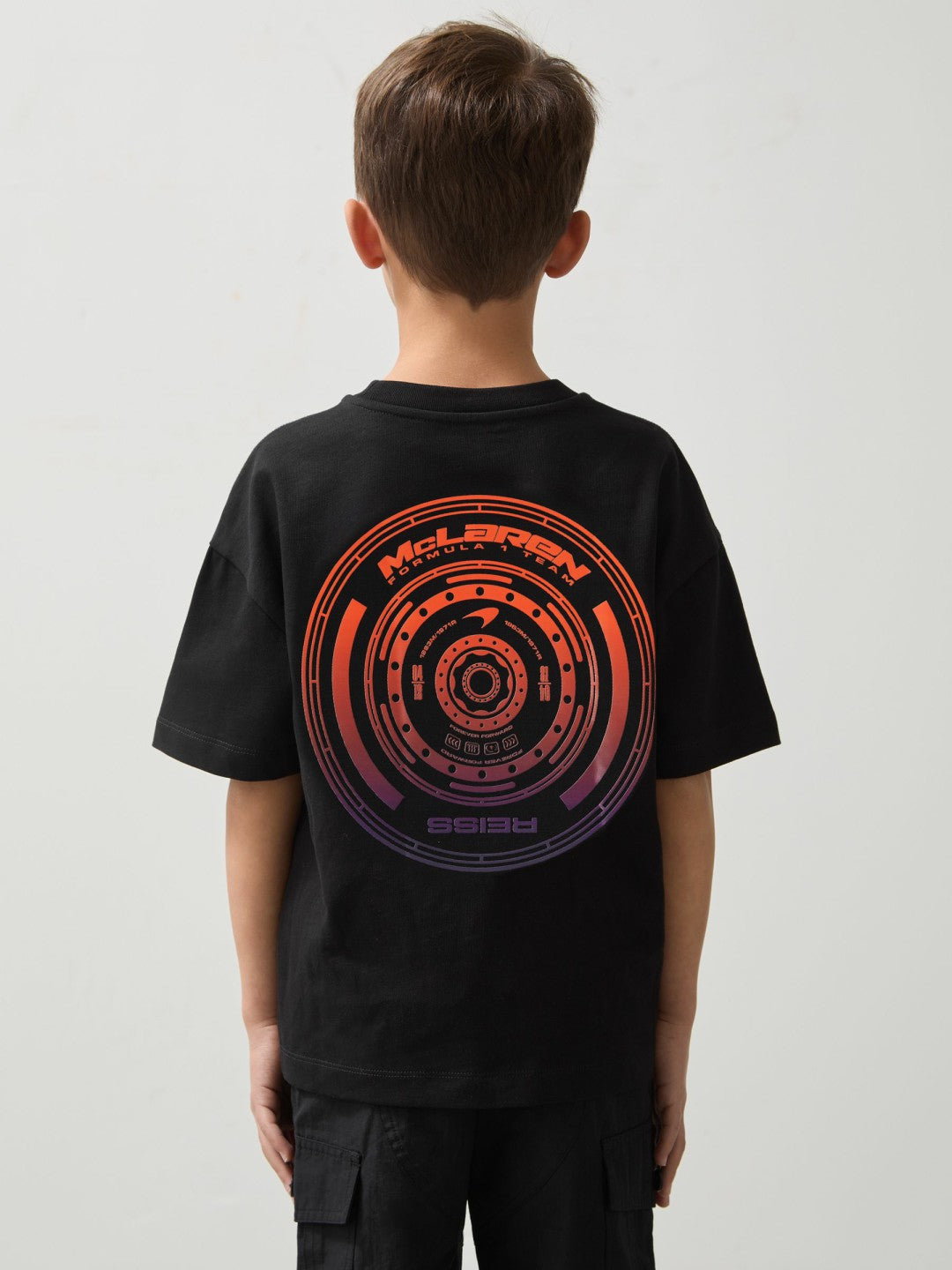 Reiss 3-9 yrs Unisex Fit Oversized McLaren F1 Team Tyre T-Shirt in Black
