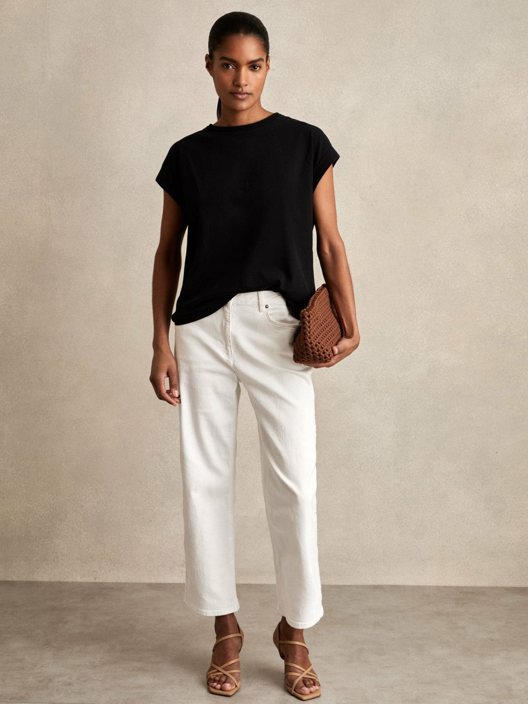 Reiss Brushed-Cotton Crew-Neck T-Shirt in Black