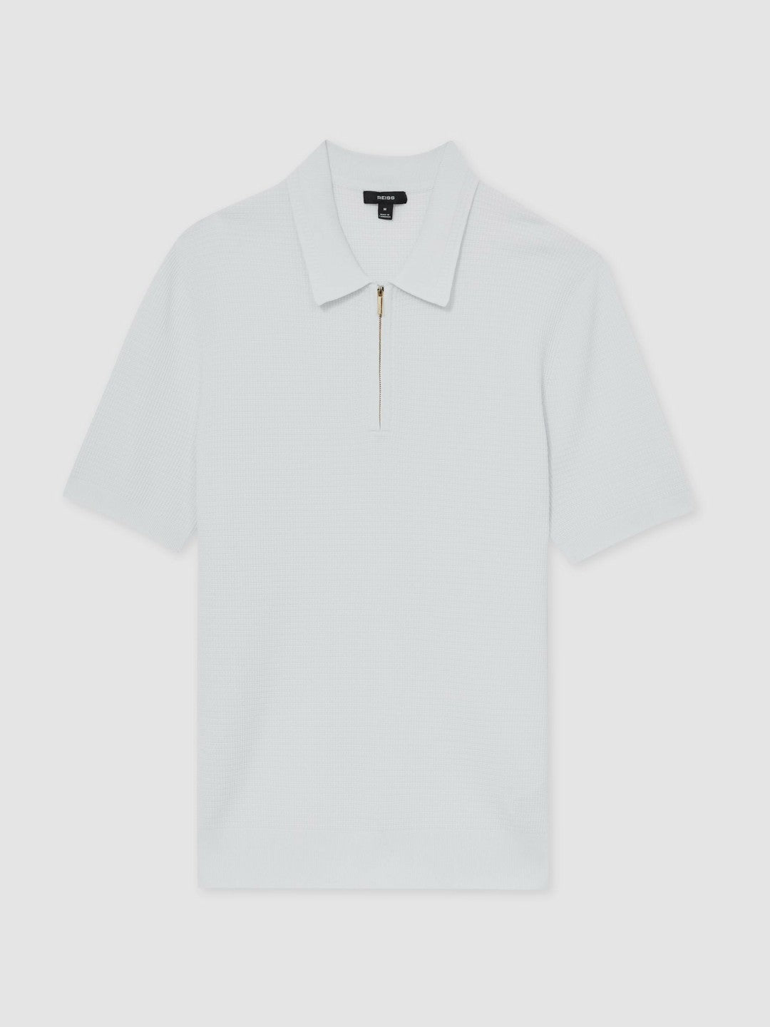 Reiss Textured Half-Zip Polo Shirt in White
