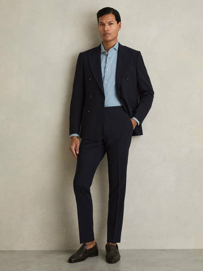 Reiss Washed Cotton Chambray Shirt in Blue