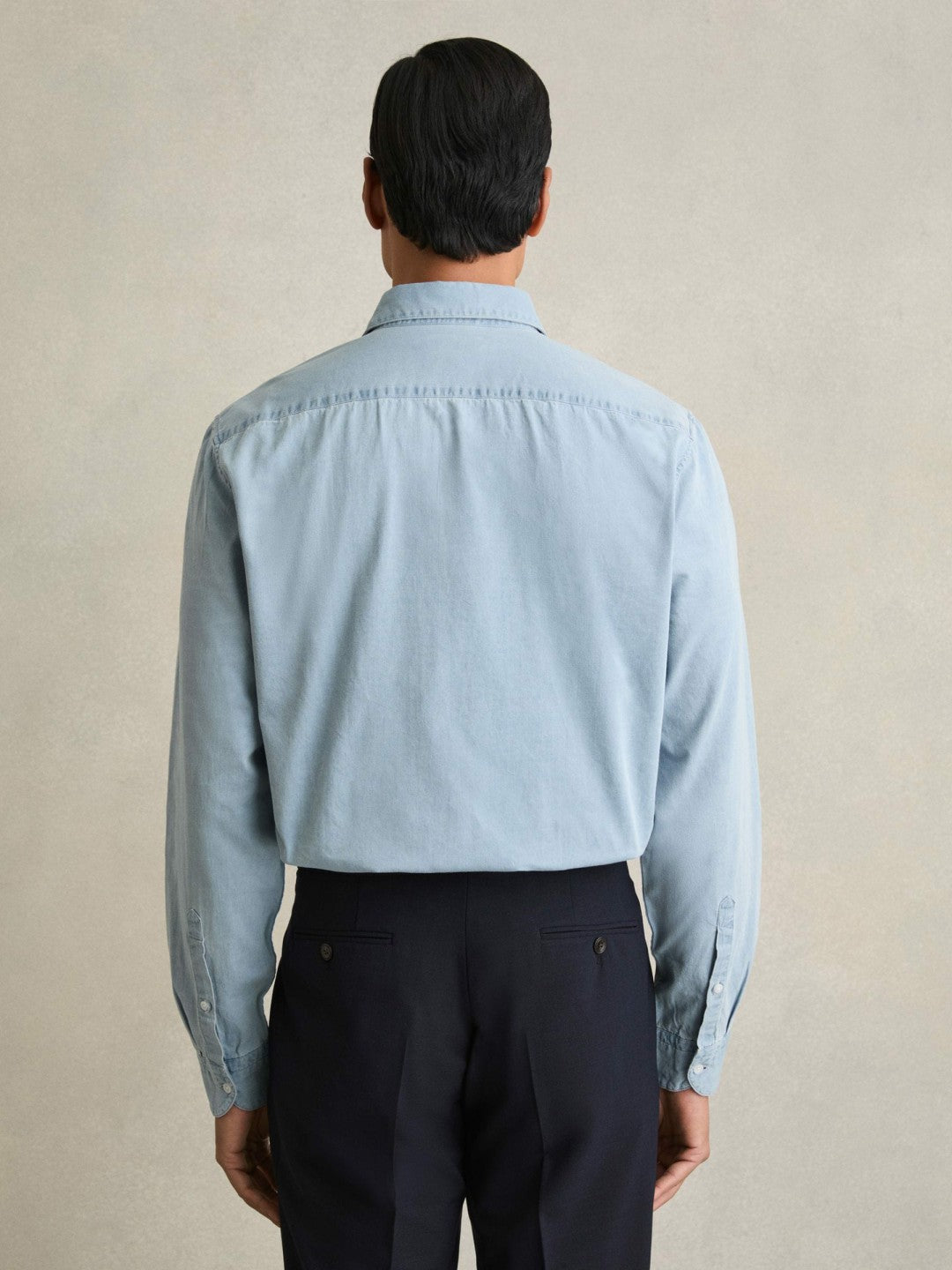 Reiss Washed Cotton Chambray Shirt in Blue