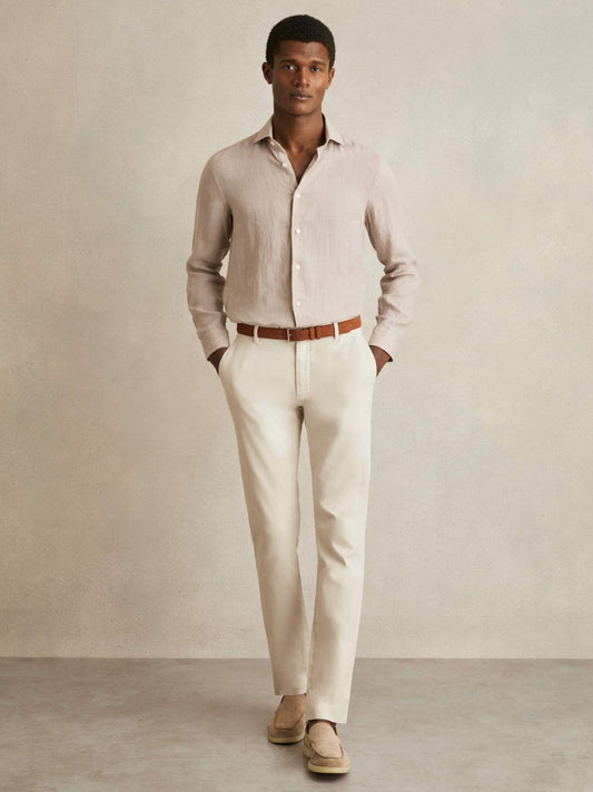 Reiss Cotton-Piqué Slim-Fit Chinos in Off White