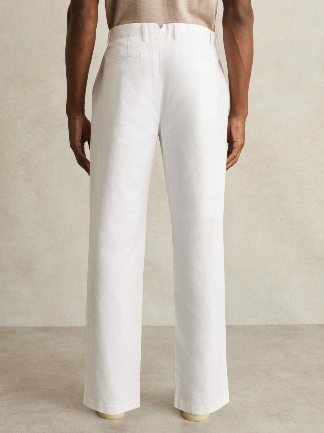 Reiss Cotton-Linen Relaxed-Fit Trousers in White