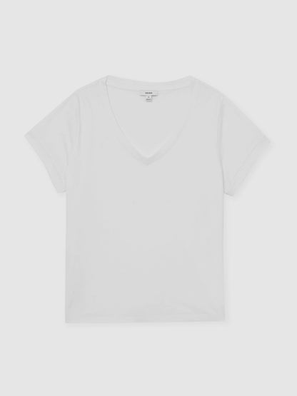 Reiss Brushed-Cotton V-Neck T-Shirt in White