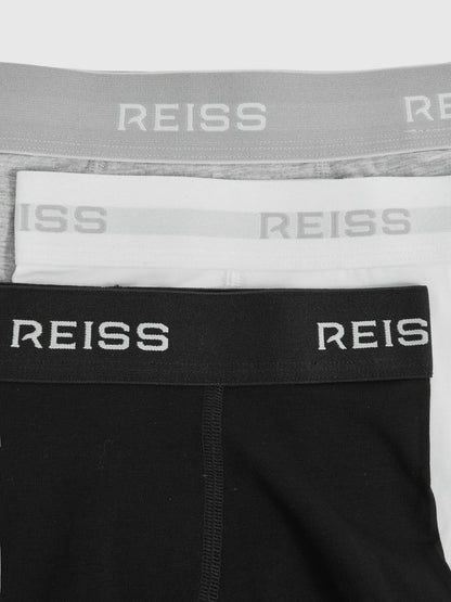 Reiss 9-13 yrs Stretch-Cotton Logo-Waistband Boxer Shorts 3 Pack in White/Grey/Black