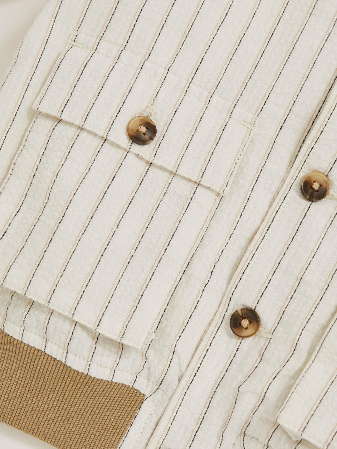 Reiss 3-9 yrs Cotton Pinstripe Harrington Jacket in Off White/Taupe Brown