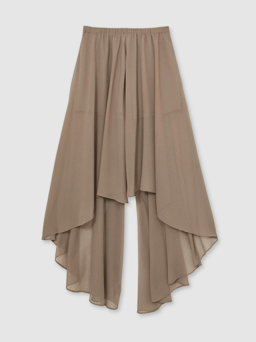 Reiss Sheer-Overlay High-Low Shorts in Mink Neutral