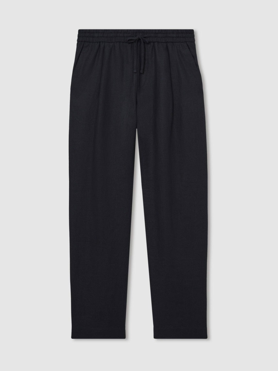 Reiss Linen Drawstring Relaxed-Fit Trousers in Navy