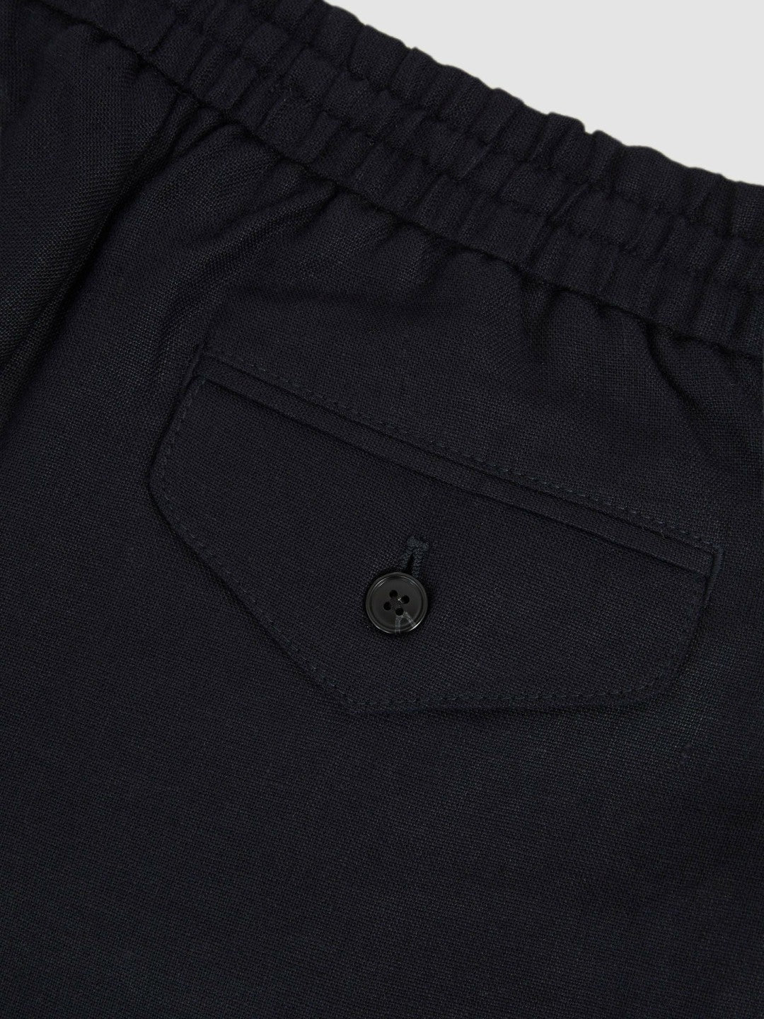 Reiss Linen Drawstring Relaxed-Fit Trousers in Navy
