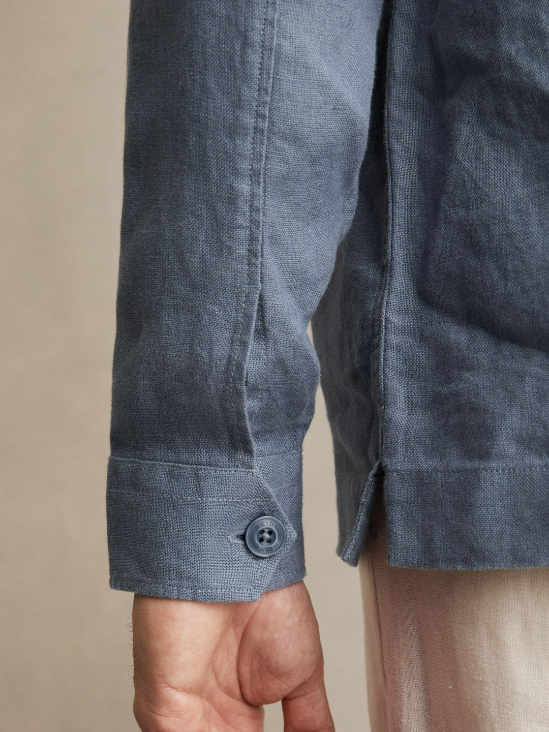 Reiss Linen Twin-Pocket Overshirt in Airforce Blue