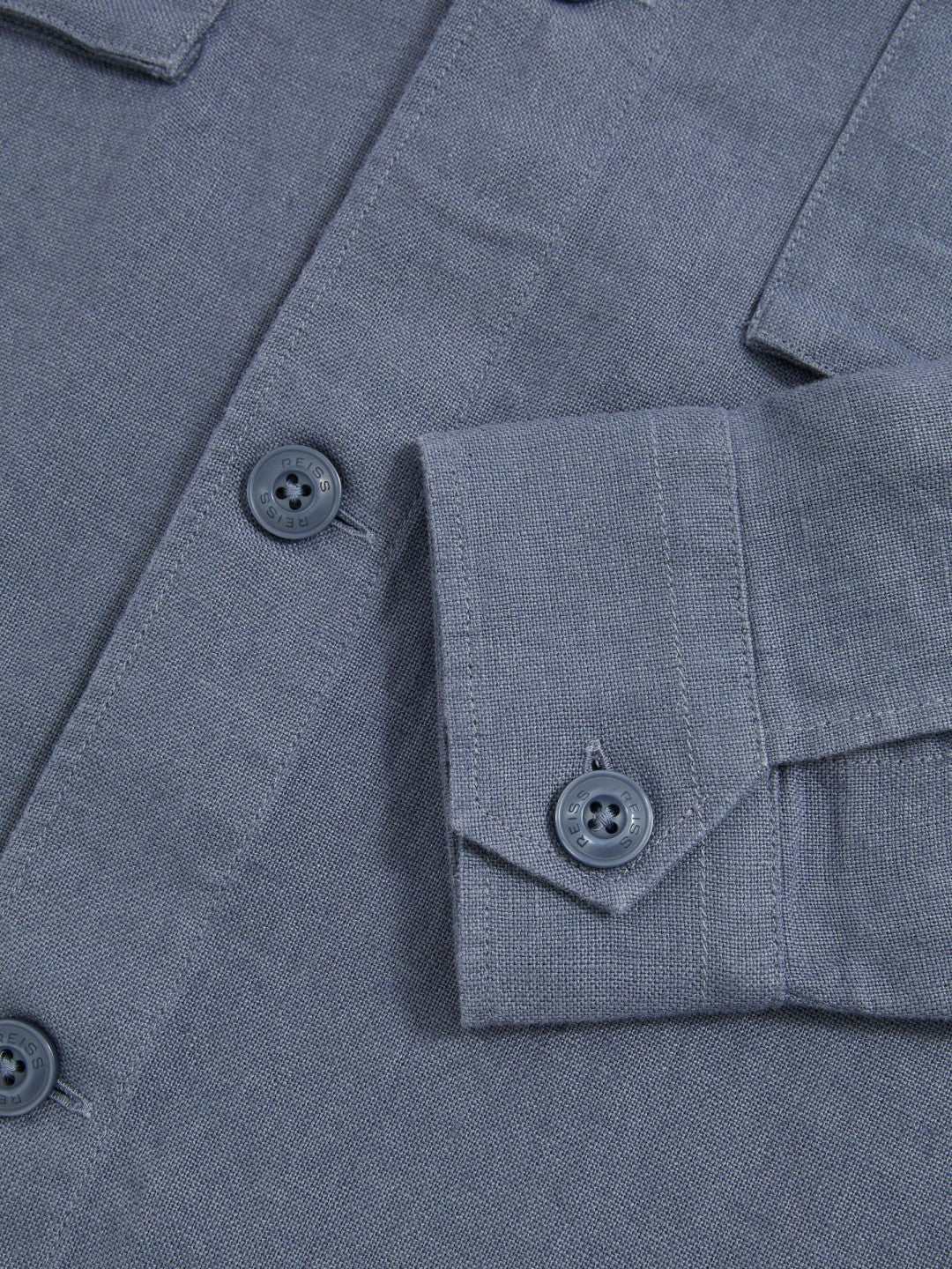 Reiss Linen Twin-Pocket Overshirt in Airforce Blue