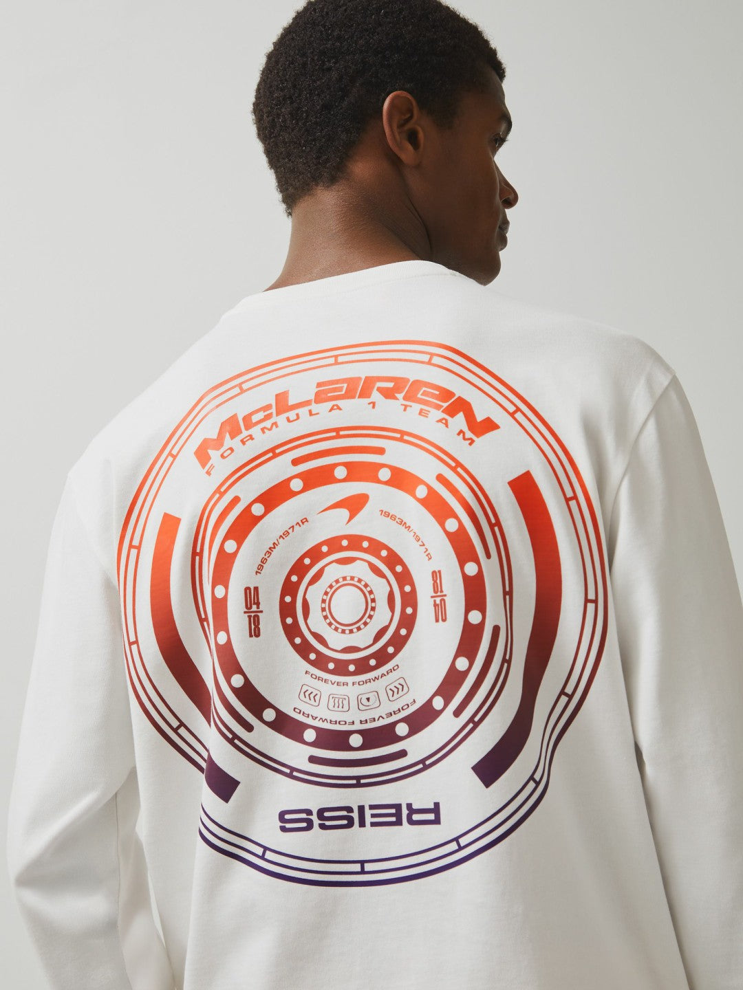 Reiss Unisex Fit McLaren F1 Team Tyre-Print T-Shirt in White
