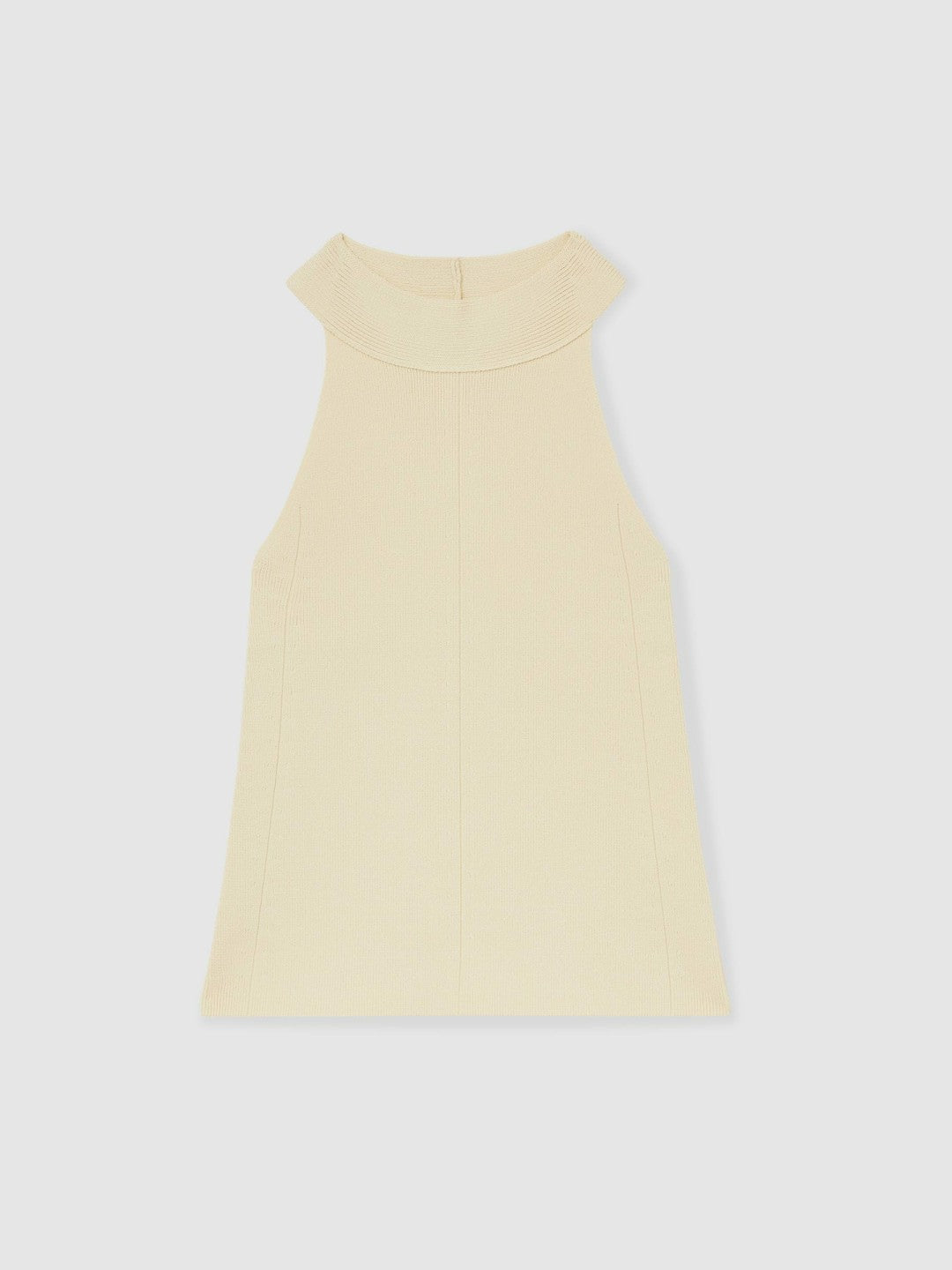 Reiss Rib Knit High Neck Vest in Ivory
