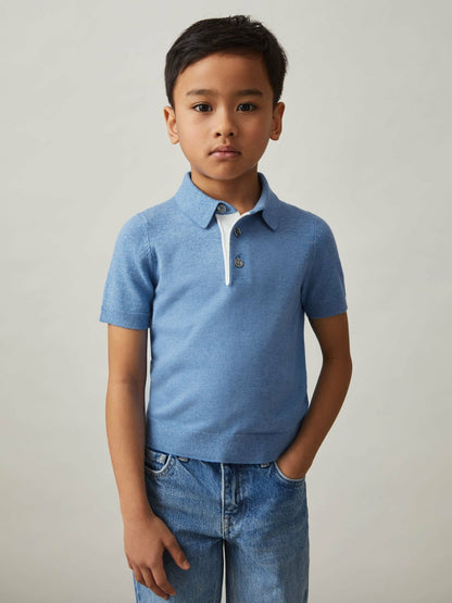 Reiss 3-9 yrs Contrast Placket Polo Shirt With Cotton in Blue
