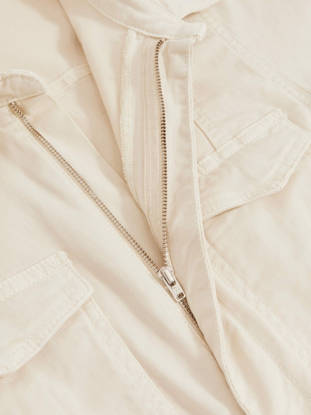 Reiss Good American Cotton Twill Jumpsuit with Stretch in Ecru