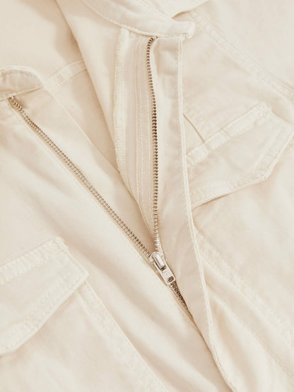 Reiss Good American Cotton Twill Jumpsuit with Stretch in Ecru