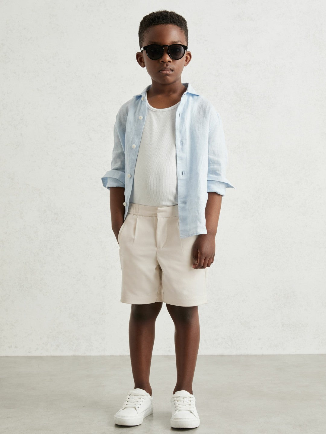 Reiss 13-14 yrs Relaxed Drawstring Shorts in Off White
