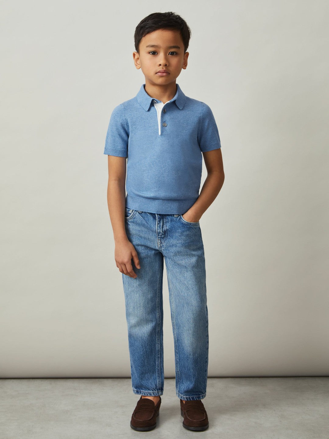 Reiss 9-13 yrs Contrast Placket Polo Shirt With Cotton in Blue