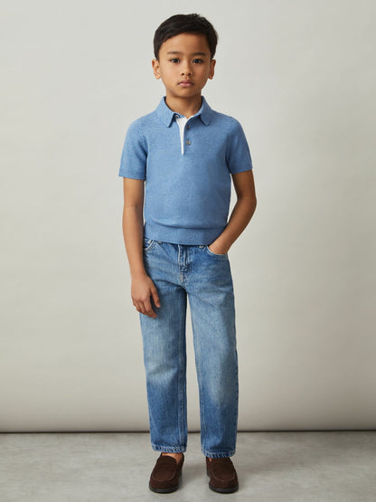 Reiss 9-13 yrs Contrast Placket Polo Shirt With Cotton in Blue