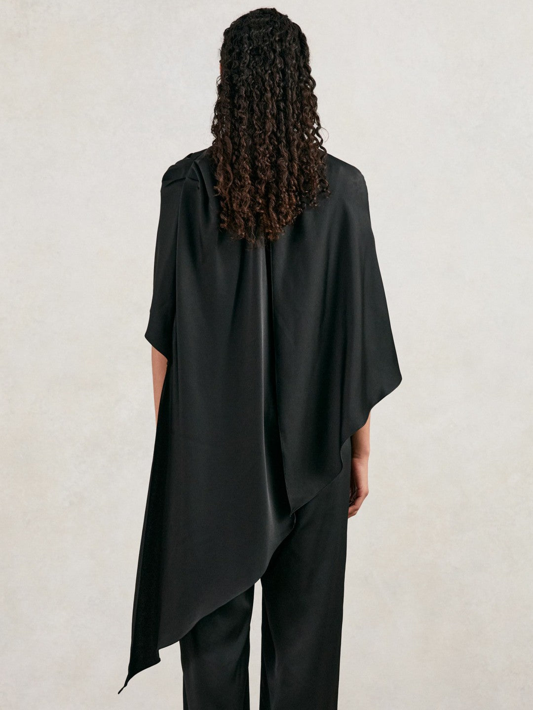 Reiss Halston Crepe Wide Leg Cape Jumpsuit in Black