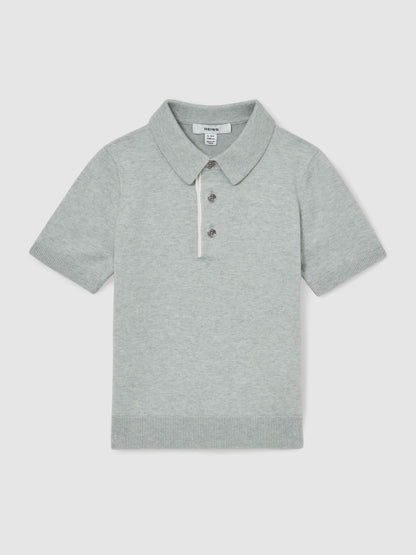 Reiss 9-13 yrs Contrast Placket Polo Shirt With Cotton in Washed Sage