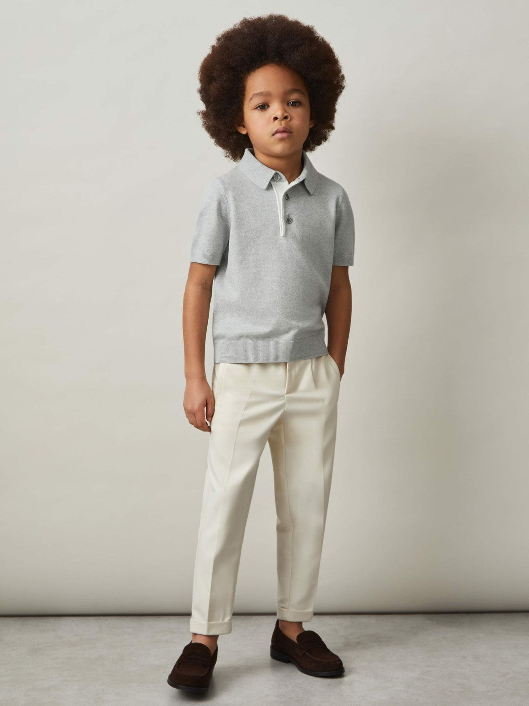 Reiss 9-13 yrs Contrast Placket Polo Shirt With Cotton in Washed Sage