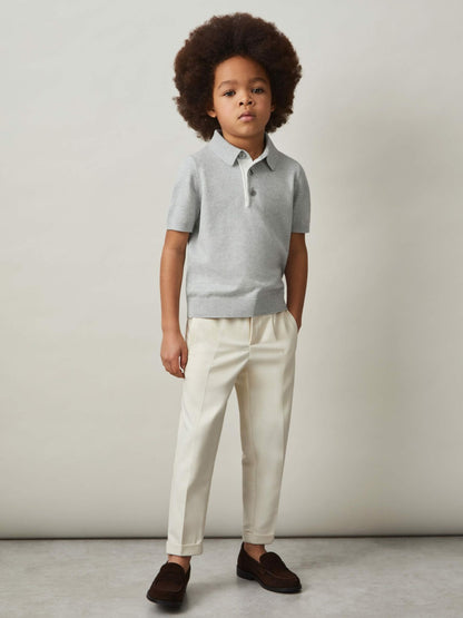 Reiss 9-13 yrs Contrast Placket Polo Shirt With Cotton in Washed Sage