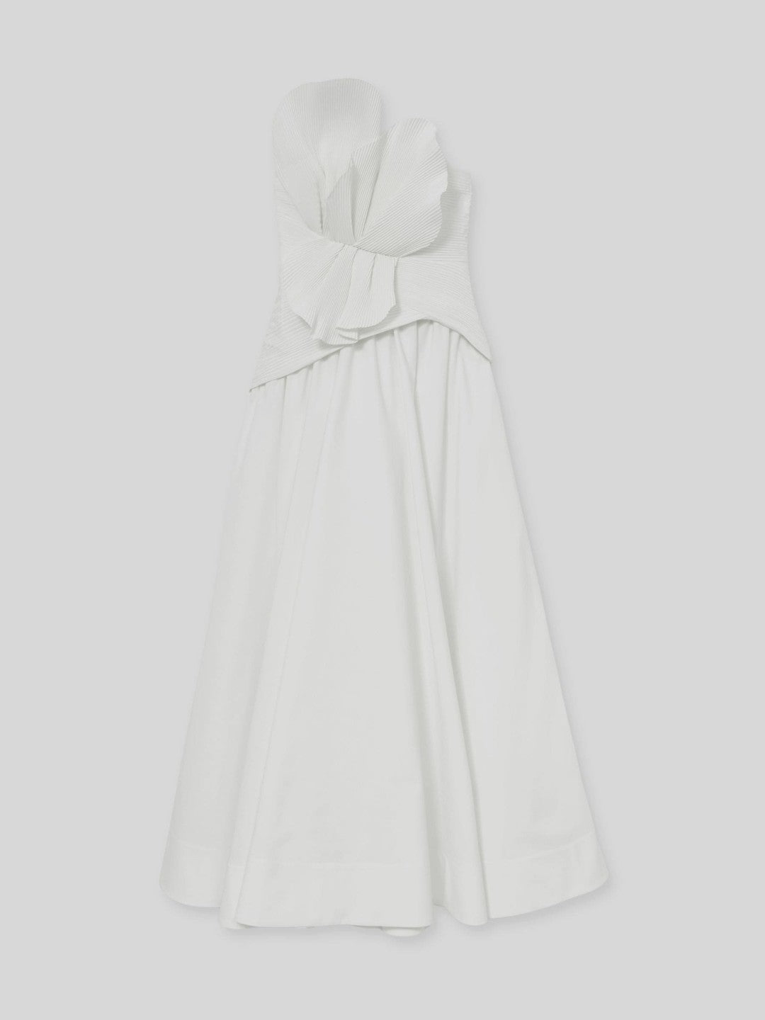 Reiss Acler Ivory Plissé Fan Strapless Maxi Dress in Ivory
