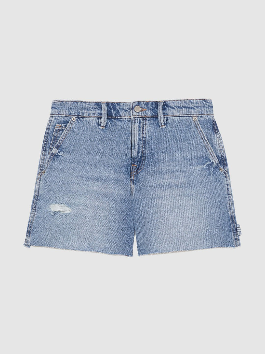 Reiss 90S Long 100% Cotton Shorts in Indigo Blue