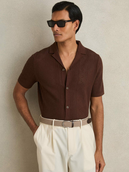 Reiss Basket Weave Belt in Stone